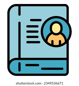 Lesson book icon outline vector. Private school. Class student color flat