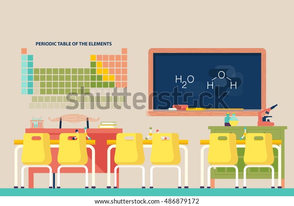 Lesson Chemistry School Classroom Course Water Stock Vector