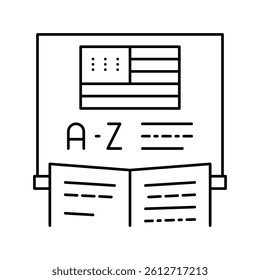 lesson english line icon vector. lesson english sign. isolated contour symbol black illustration