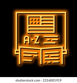 lesson english neon light sign vector. lesson english illustration