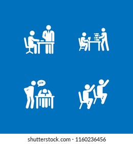 lesson icon. 4 lesson set with classroom and teacher vector icons for web and mobile app