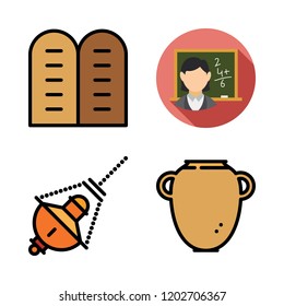 lesson icon set. vector set about teacher and hebrew icons set.
