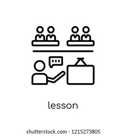Lesson icon. Trendy modern flat linear vector Lesson icon on white background from thin line E-learning and education collection, editable outline stroke vector illustration
