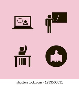 lesson icon. lesson vector icons set teacher at blackboard, online teaching, teacher and ask pupil
