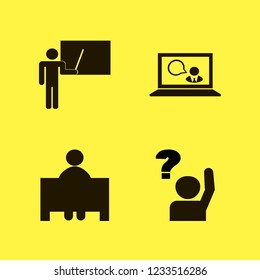 lesson icon. lesson vector icons set teacher, online teaching, ask pupil and teacher at blackboard
