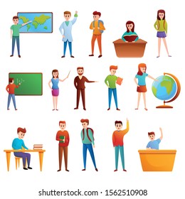 Lesson icons set. Cartoon set of lesson vector icons for web design