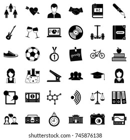 Lesson icons set. Simple style of 36 lesson vector icons for web isolated on white background