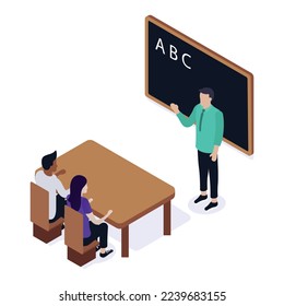 Profesora Isometric Y Vectorart Estudiantil