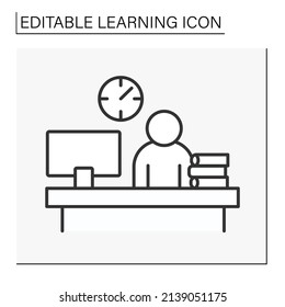 Lesson line icon. Student prepare for school lessons. Studying. Skills and knowledge.Learning concept. Isolated vector illustration. Editable stroke