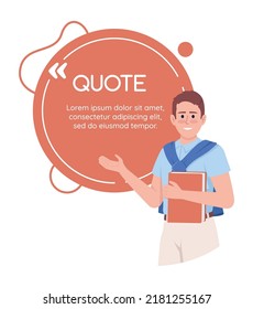 Lesson with native-speaker teacher quote textbox with flat character. Speech bubble with editable cartoon illustration. Creative quotation isolated on white background. Comfortaa Regular font used
