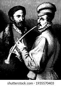 The Lesson on the Flute can now be found hanging in the Capitol in Rome, vintage engraving.