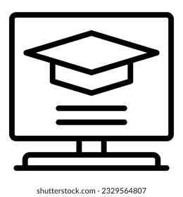 Lesson online icon outline vector. Training screen. Computer button