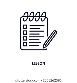 lesson outline icon.  Thin line icon from e learning and education collection. Editable vector isolated on white background