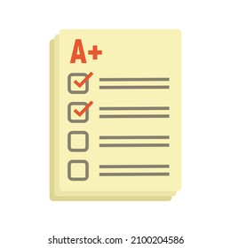 Lesson paper test icon. Flat illustration of lesson paper test vector icon isolated on white background