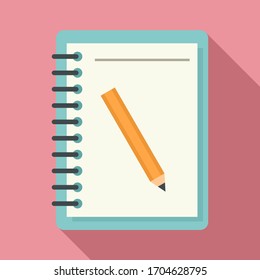 Lesson pencil notebook icon. Flat illustration of lesson pencil notebook vector icon for web design