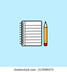 Lesson pencil notebook icon. Flat illustration of lesson pencil notebook vector icon for web design