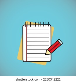 Lesson pencil notebook icon. Flat illustration of lesson pencil notebook vector icon for web design