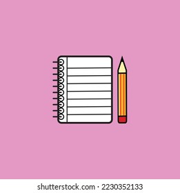 Notizbuch-Symbol für Unterricht. Flache Illustration von Unterrichtsstift-Notebook-Vektorsymbol für Webdesign