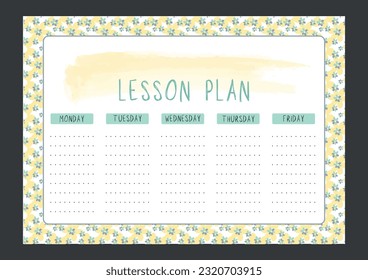Lesson plan with floral frame pattern