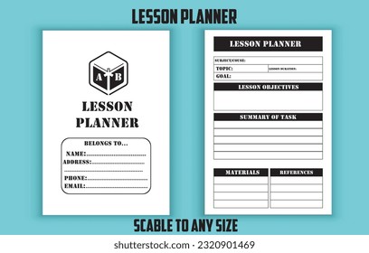 Lesson planner logbook. Low content kdp interior design template