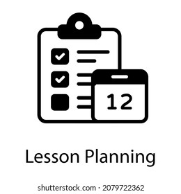 Lesson Planning Solid Icon, Calendar With Notes 