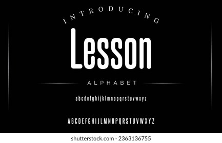 Lesson Sport Moderne Zukunft kühn Alphabet Font. Typografie urbane Schriftarten für Technologie, digital, Film Logo kühl Stil. Vektorgrafik