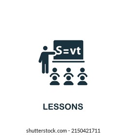 Lessons icon. Monochrome simple Business Training icon for templates, web design and infographics
