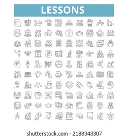 Lessons icons, line symbols, web signs, vector set, isolated illustration