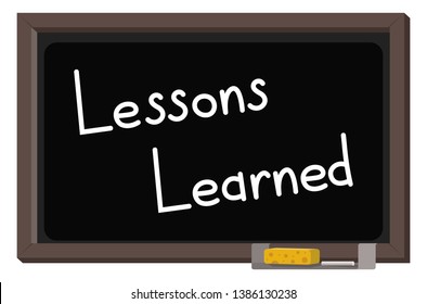 lessons learned concept written on blackboard 