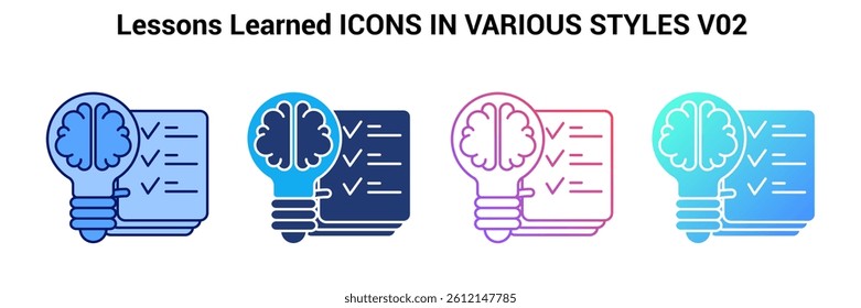 Lessons Learned icon represented by Lessons Learned symbol Blue, Gradient, Dualtone, Fill style.