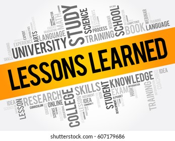Lessons Learned word cloud collage, education concept background