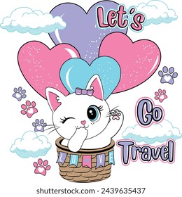 lest go travel cat love sky