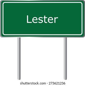 Lester, Alabama, road sign green vector illustration, road table, USA city