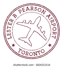 Lester B. Pearson Airport Toronto Stamp. Airport Of Toronto Round Logo. Vector Illustration.