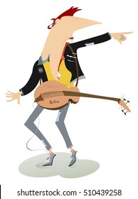 Let be where rock. Guitar player pointing the finger to somebody
