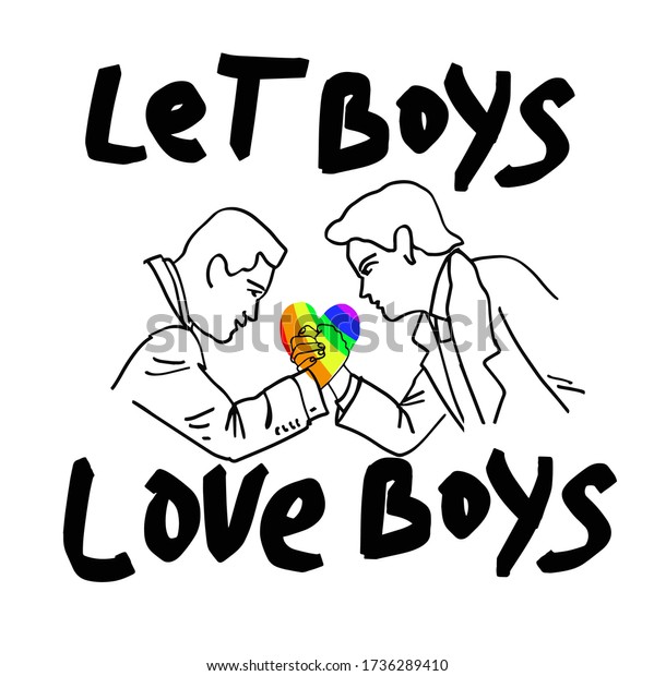 男の子には男の子を愛させ 手書きは許して 二人の男が手を握る 白い背景にベクターイラスト のベクター画像素材 ロイヤリティフリー