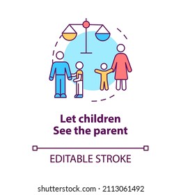 Let children see parent concept icon. Safe divorce process abstract idea thin line illustration. Isolated outline drawing. Editable stroke. Roboto-Medium, Myriad Pro-Bold fonts used