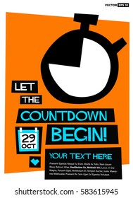 Let The Countdown Begin! (Flat Style Vector Illustration Poster Design) with Text Box Template