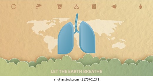Let the earth breathe, Project of saving the planet and energy concept, flat-style vector illustration.
