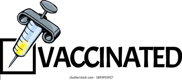 Let everyone know that you are vaccinated with this great design.  This cut file features a syringe making a check in a checkbox along with the words vaccinated. 