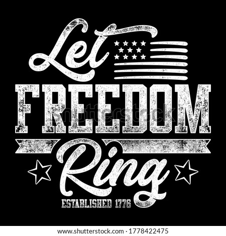 Let Freedom Ring, American Typography Quote, Typography Design, Hand Lettering, USA, Motivation Quote