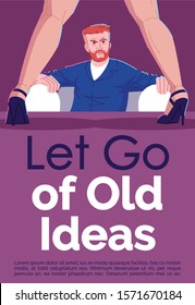Let go of old ideas brochure template. Sex addiction treatment. Psychological help. Flyer, booklet, leaflet concept with flat illustrations. Vector page cartoon layout for magazine with text space