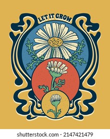 let it grow, flower growth stages, retro t-shirt print