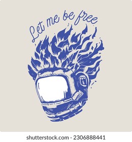 Let me be free t shirt print design, vintage illustration, silhouette, isolated