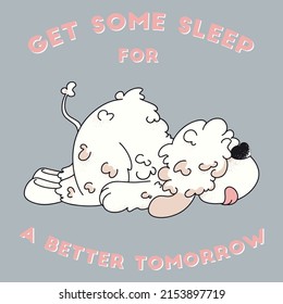 Let Me Sleep Funny Sleepy Fluffy Dog ​​illustration, Typography Print Poster Vector