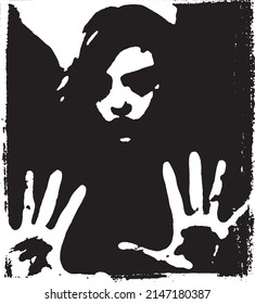 Let Me In  Stylized black and white horror vector art