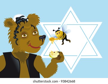 "Let New Year be sweet!" traditional wish on on  Rosh-Hashanah. Honey and apples - is a symbol of this holiday