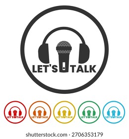 Let s talk icon. Set icons in color circle buttons