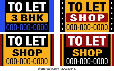 To Let Sign, To-Let Sign, Space, Room, House, Building, Property, Office, Available For Lease Rent, Label, Signboard, Signage Vector Art Illustration