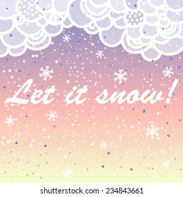 Let it snow. Bright vector card made of snowflakes. Merry Christmas Greeting Card with snowflake. Winter holiday design. Vector illustration.
